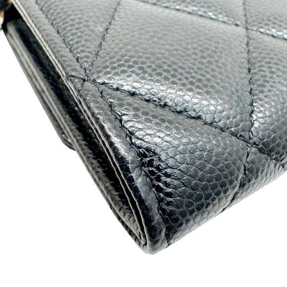 CHANEL Matelasse Mini Chain Wallet Black Caviar Skin 2022 - Picture 6 of 12
